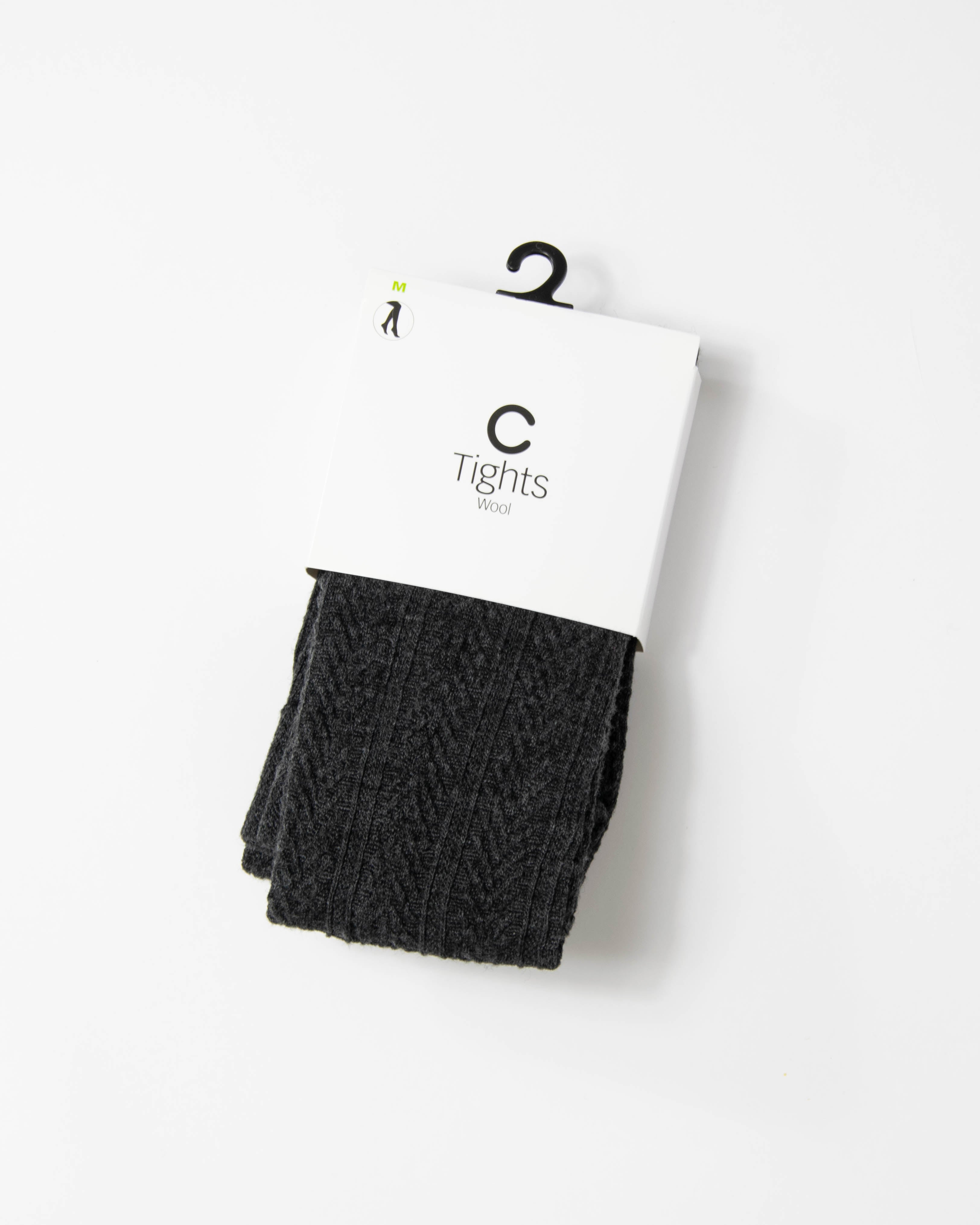 Ciemnoszare wełniane rajstopy cable knit Cubus - M