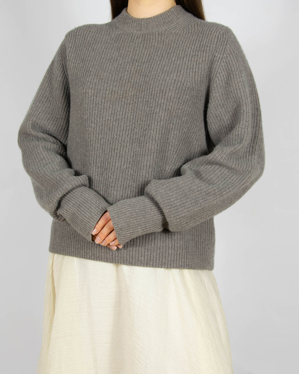 Szarobeżowy (wełna + kaszmir) sweter H&M Premium - S
