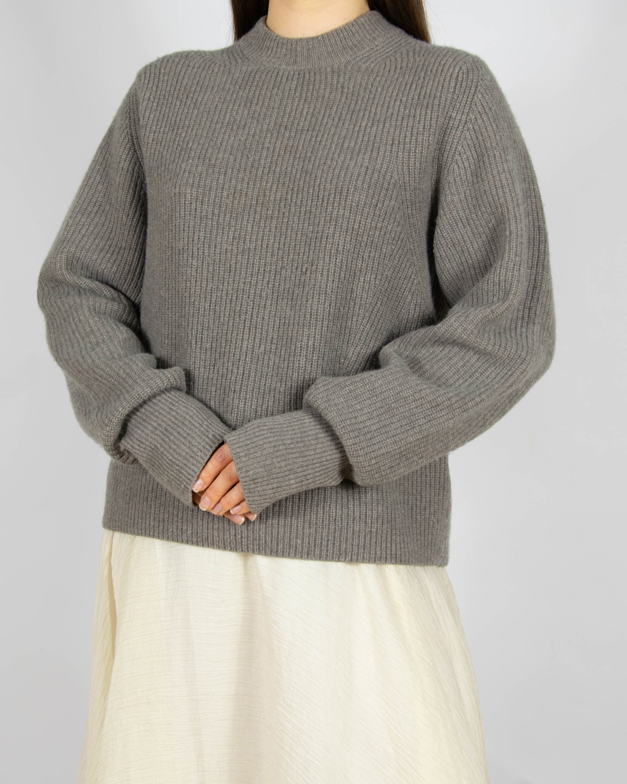 Szarobeżowy (wełna + kaszmir) sweter H&M Premium - S