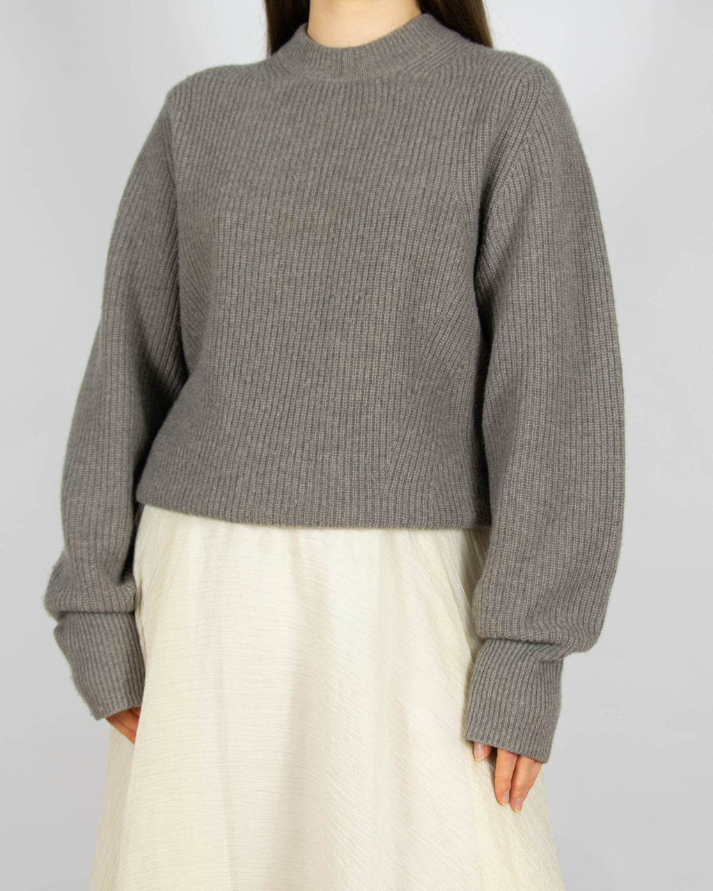 Szarobeżowy (wełna + kaszmir) sweter H&M Premium - S
