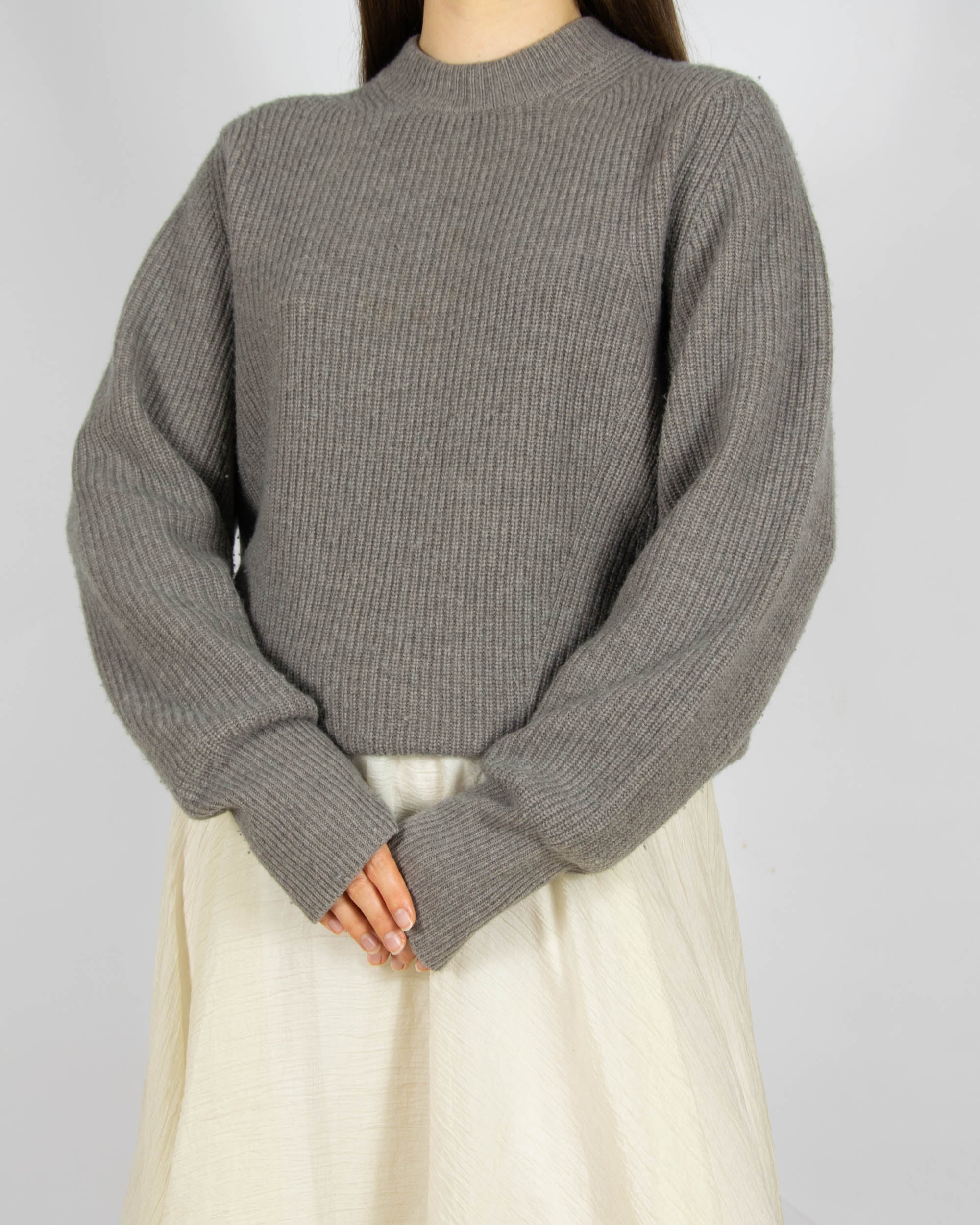 Szarobeżowy (wełna + kaszmir) sweter H&M Premium - S