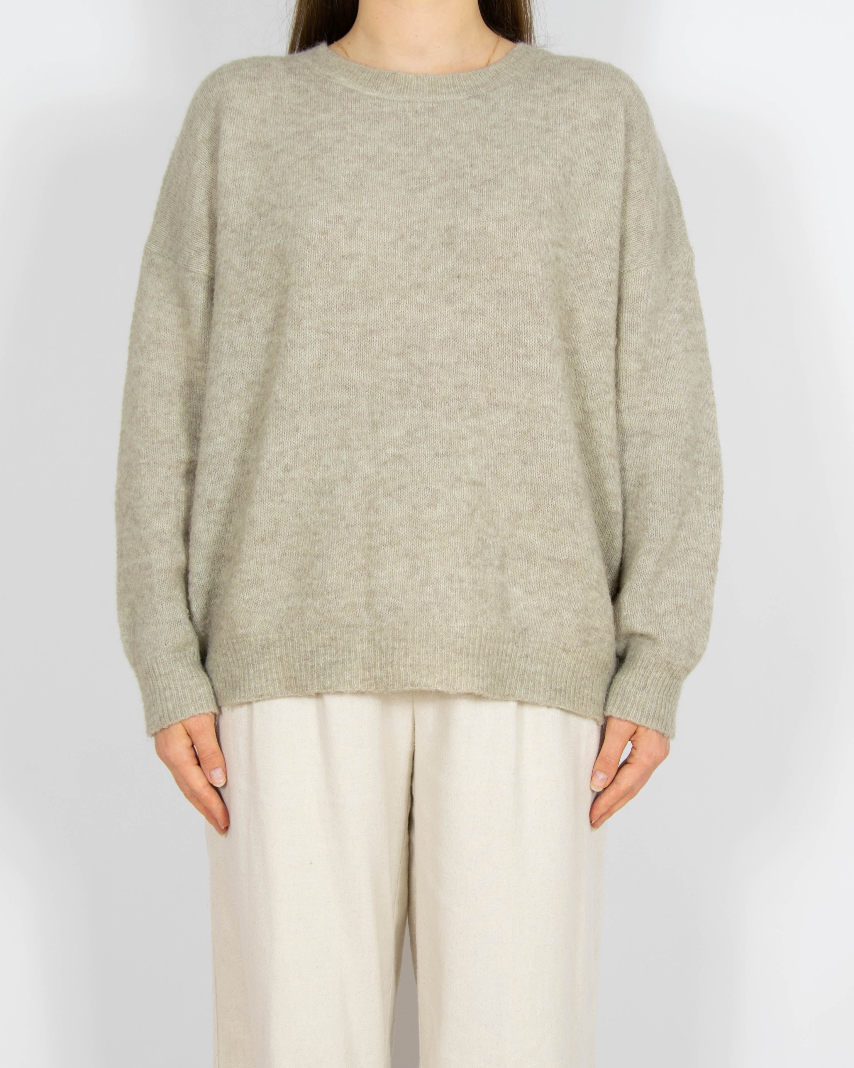 Szarobeżowy wełniany (wełna + moher) sweter MSCH Copenhagen
