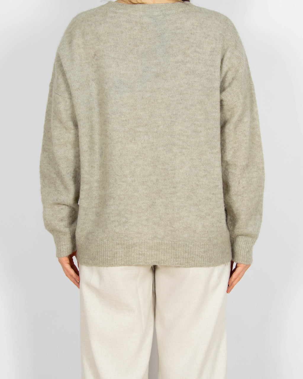 Szarobeżowy wełniany (wełna + moher) sweter MSCH Copenhagen  - M/L