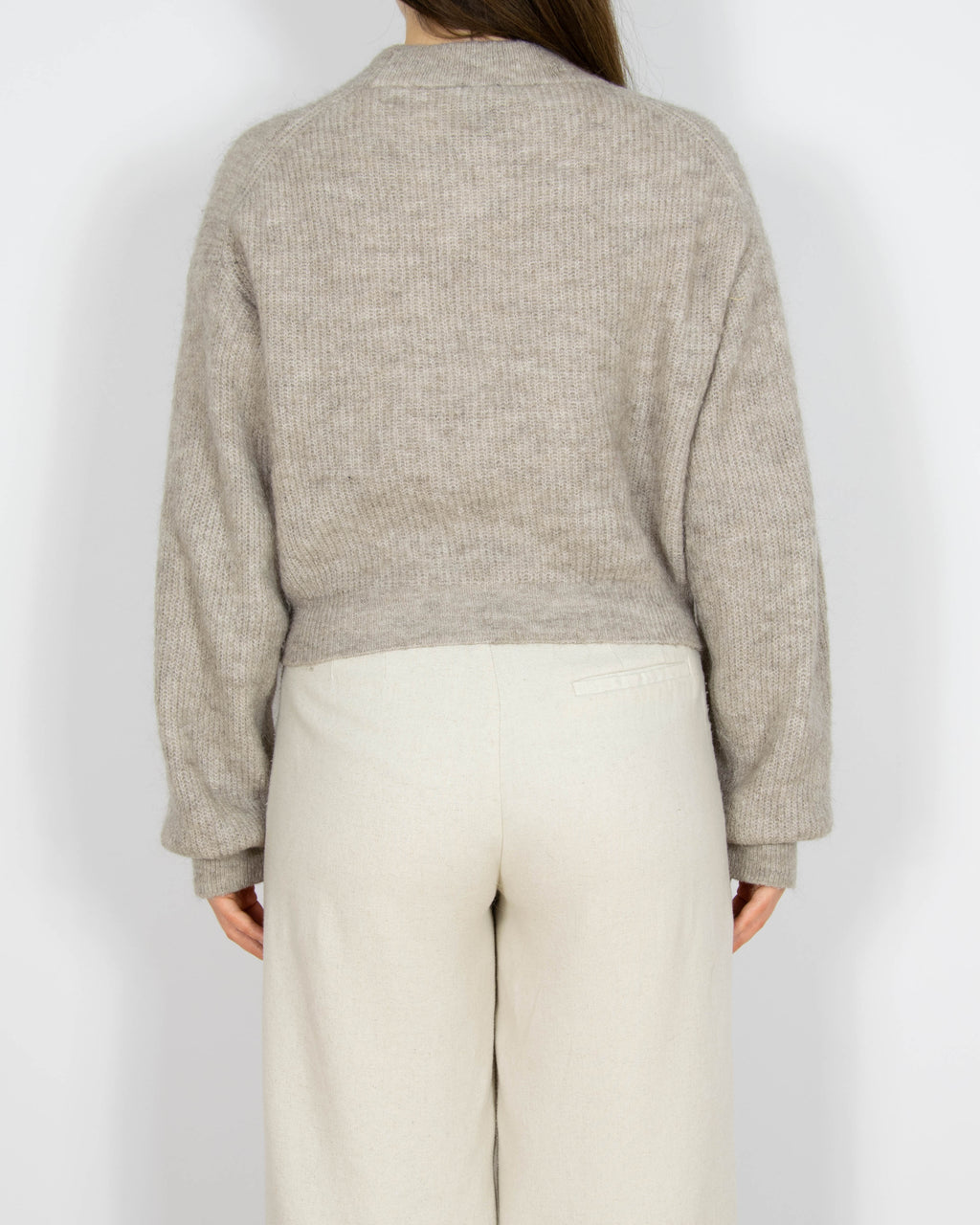 Szarobeżowy wełniany (wełna + moher) sweter Lindex - XS/S
