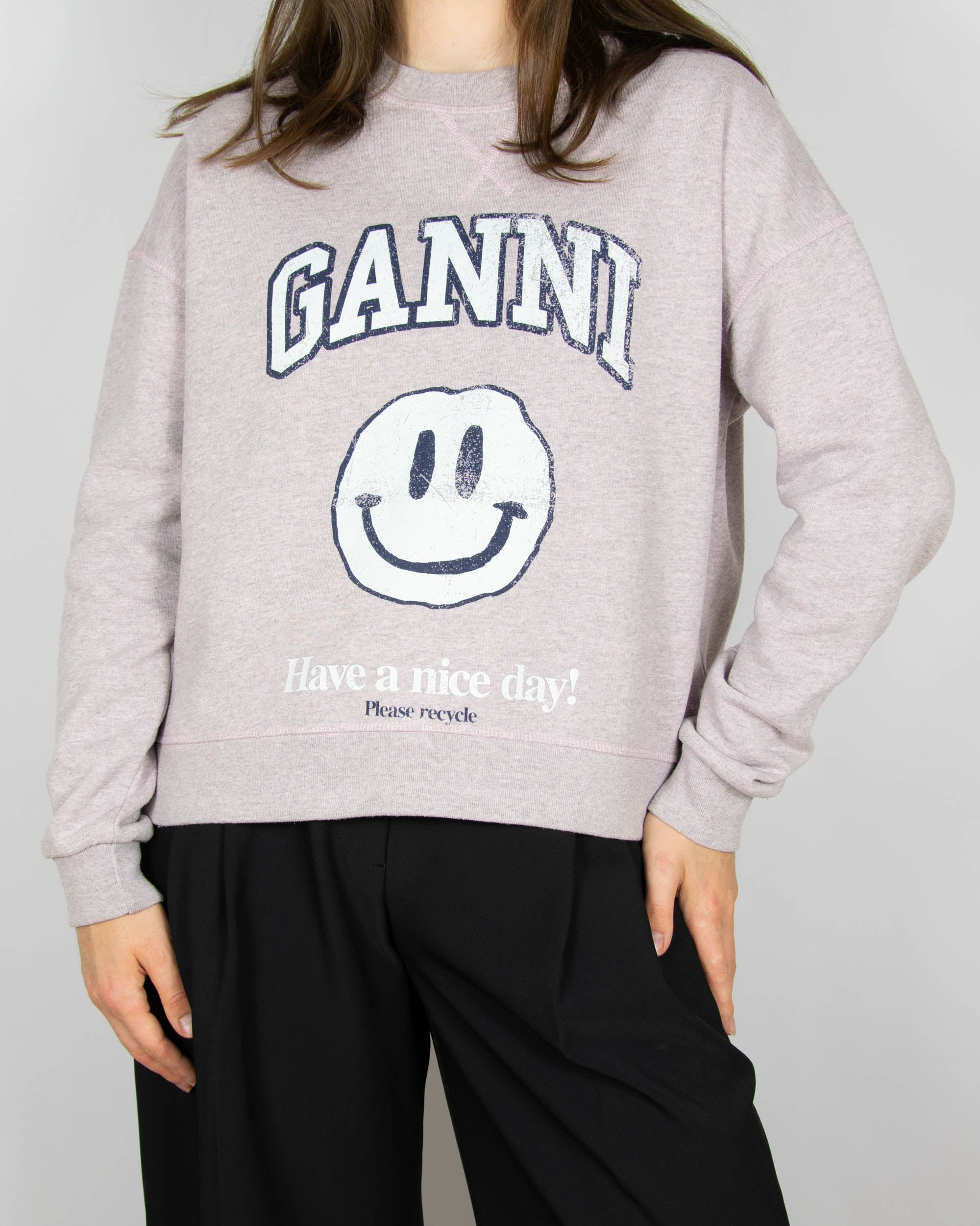 Fioletowo szara bluza crewneck skandynawskiej marki premium GANNI