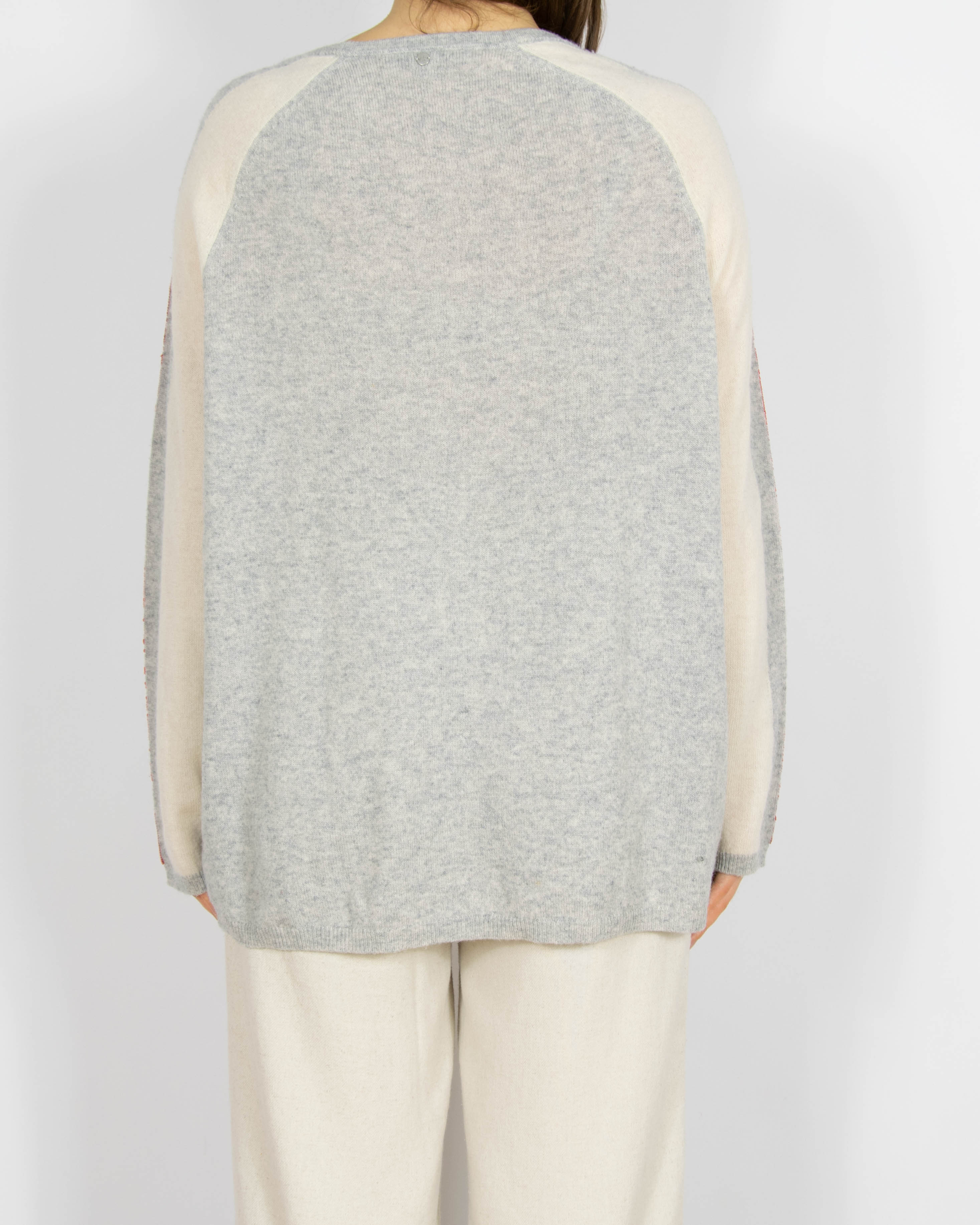 Szaro kremowy wełniany sweter z kaszmirem Comma - XL/XXL