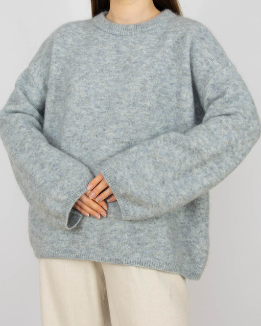 Niebieskoszary (wełna + moher) sweter H&M Premium