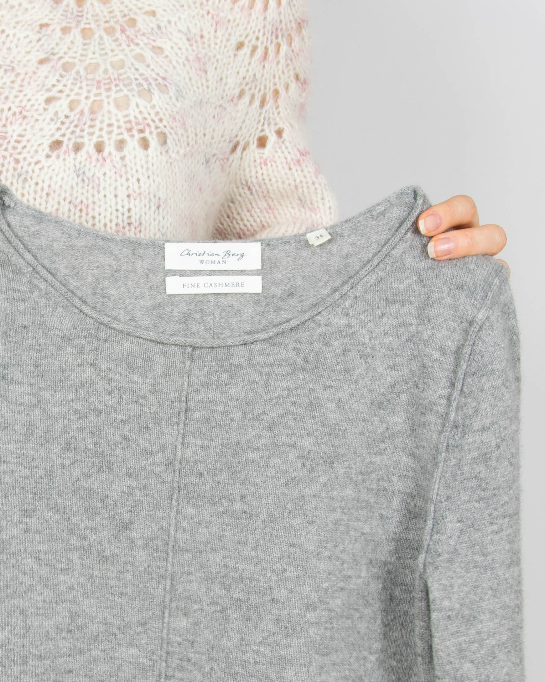 Szary kaszmirowy (fine cashmere) sweter Christian Berg - XS/S