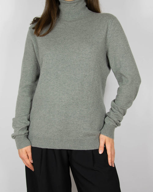 Szary kaszmirowy sweter z golfem marki premium Ralph Lauren z linii Black Label