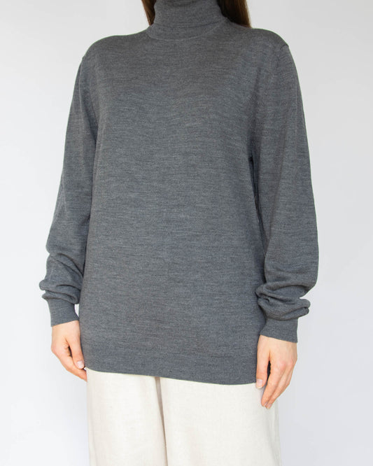 Szary wełniany (superior merino) sweter z golfem These Glory Days