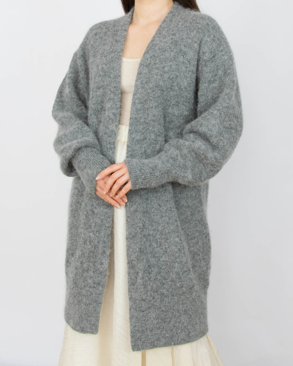 Szary (alpaka + wełna) kardigan H&M Premium