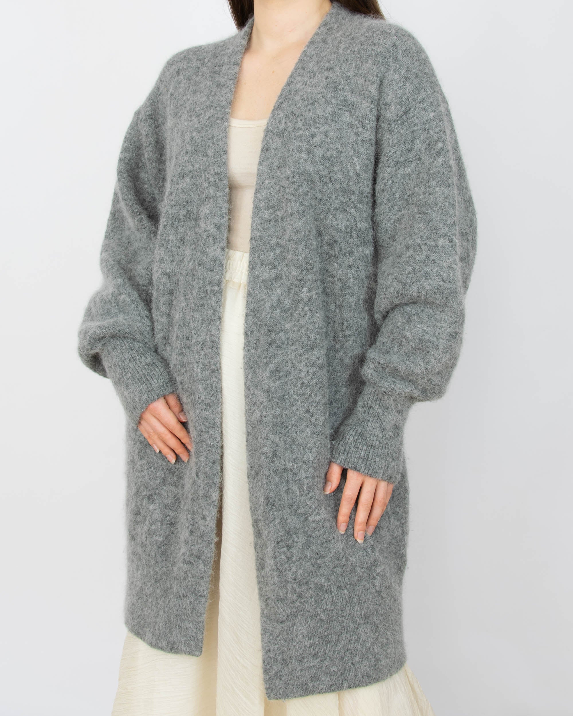 Szary (alpaka + wełna) kardigan H&M Premium - M
