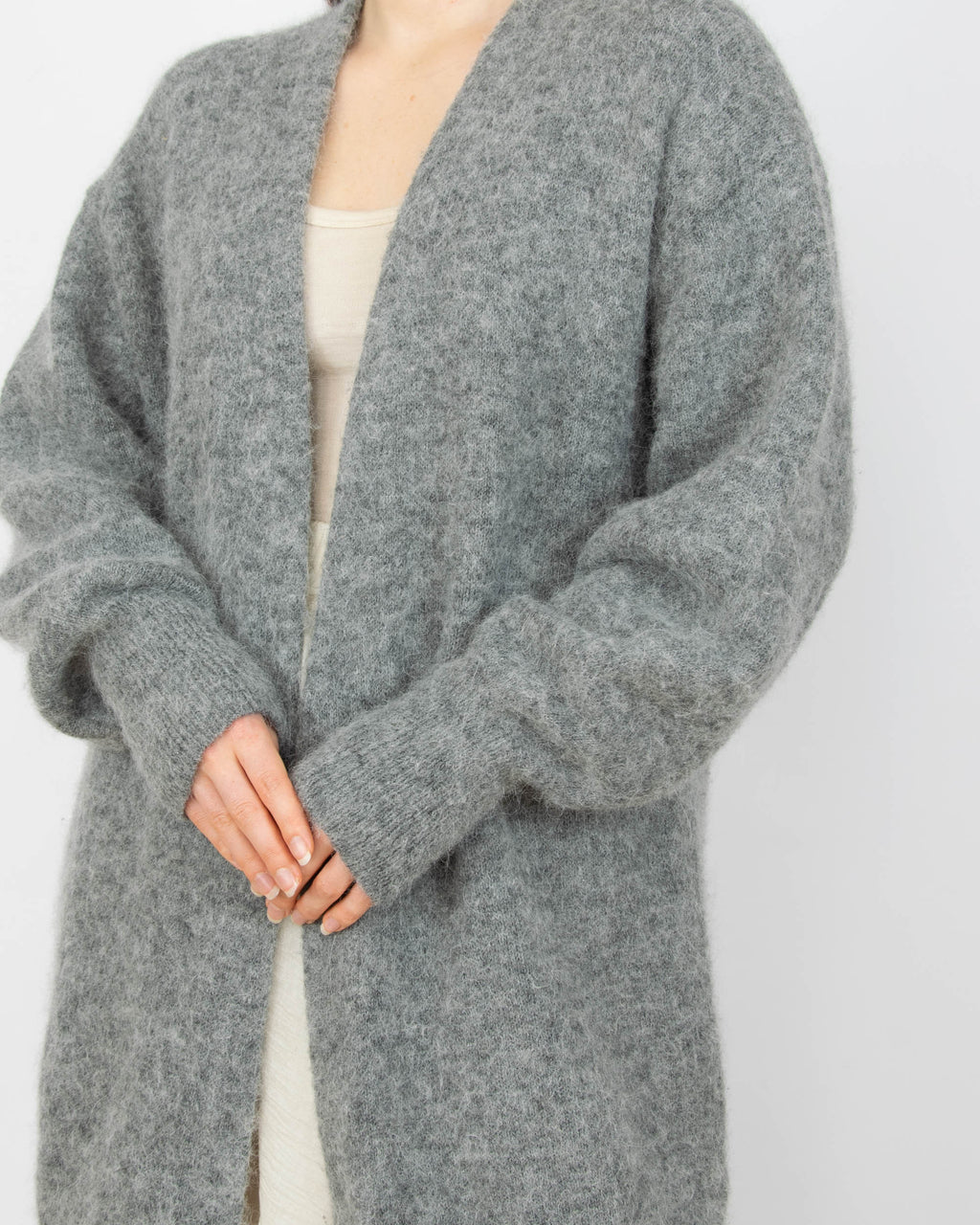 Szary (alpaka + wełna) kardigan H&M Premium - M