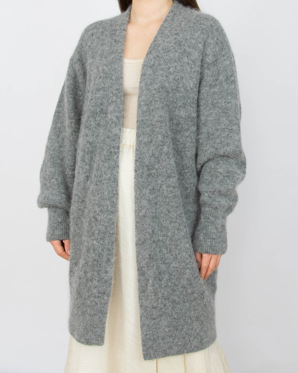 Szary (alpaka + wełna) kardigan H&M Premium - M