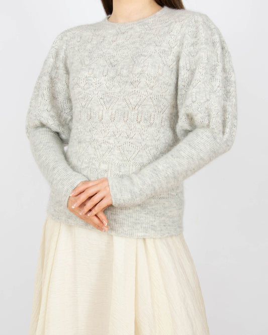 Jasnoszary (wełna + alpaka) sweter MAUD