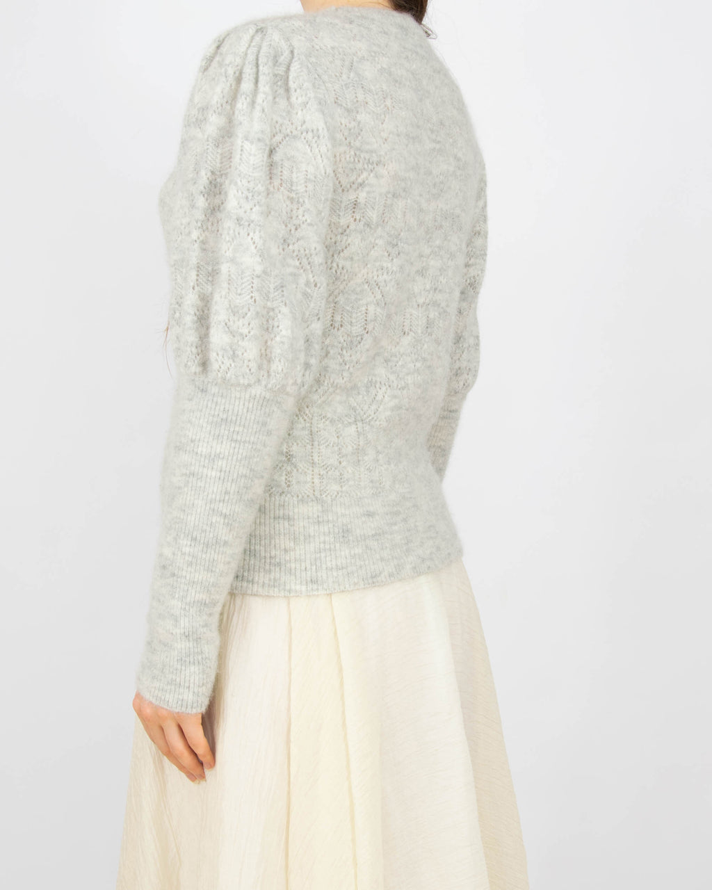Jasnoszary (wełna + alpaka) sweter MAUD - S