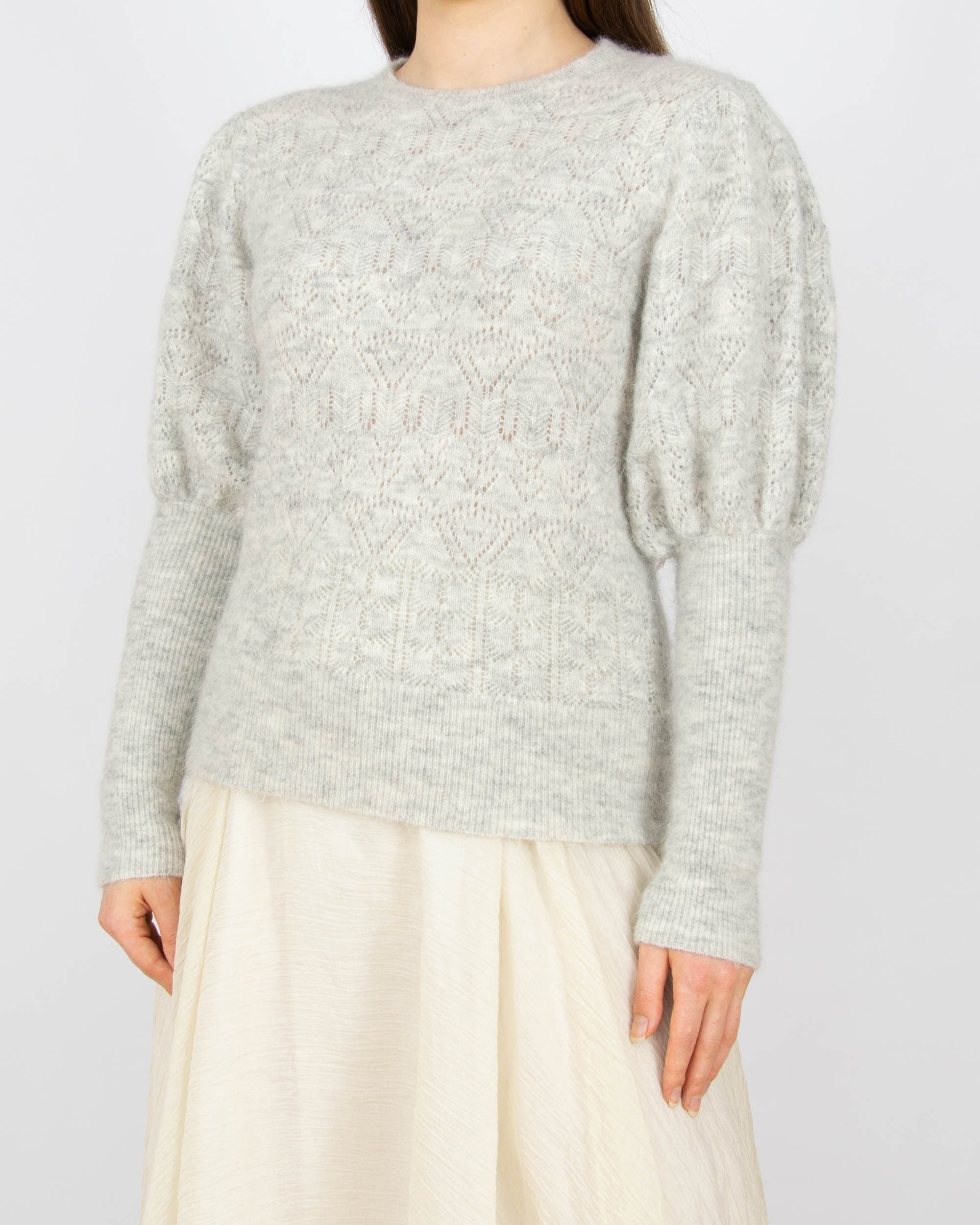 Jasnoszary (wełna + alpaka) sweter MAUD - S