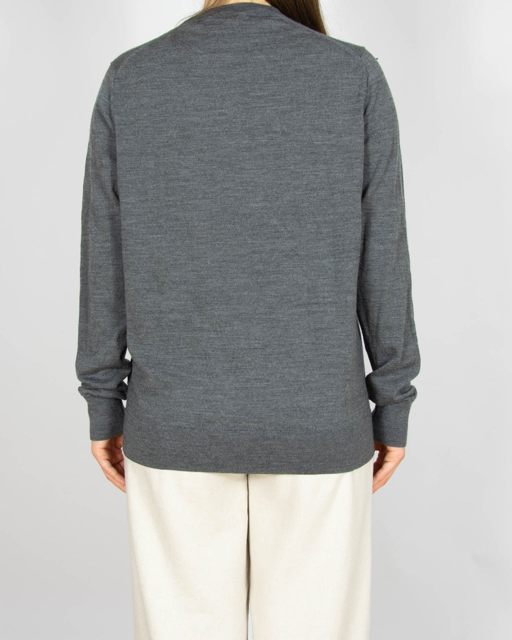 Szary wełniany (merino) sweter - M