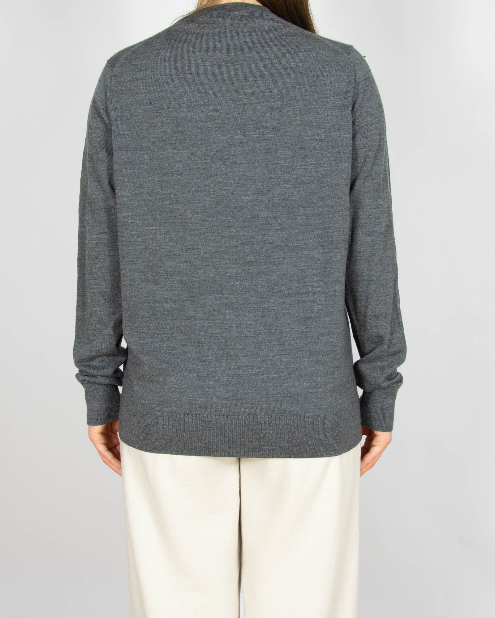 Szary wełniany (merino) sweter - M