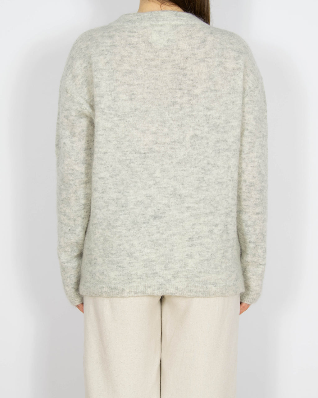 Jasnoszary wełniany (wełna + moher) sweter InWear - L