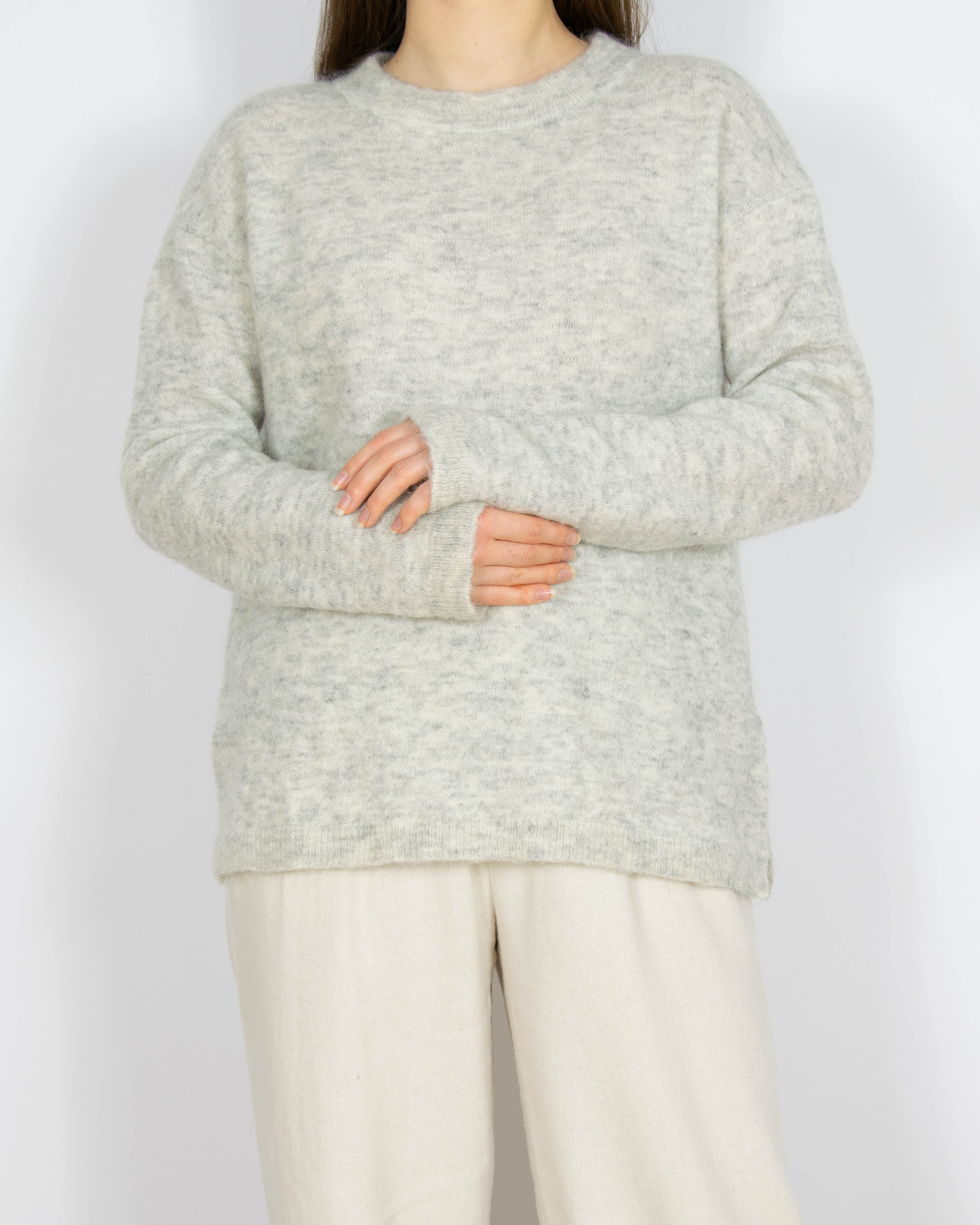 Jasnoszary wełniany (wełna + moher) sweter InWear - L