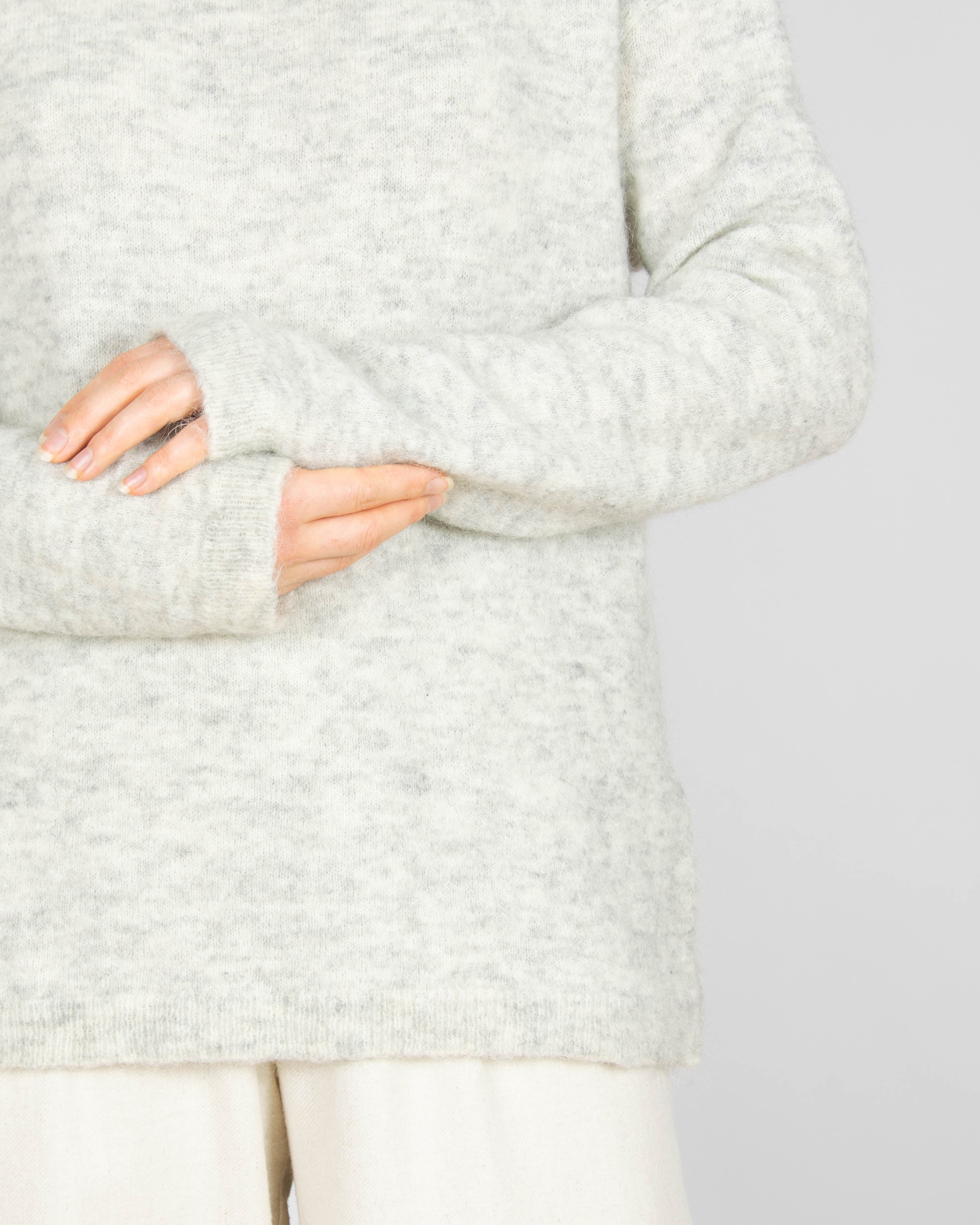 Jasnoszary wełniany (wełna + moher) sweter InWear - L