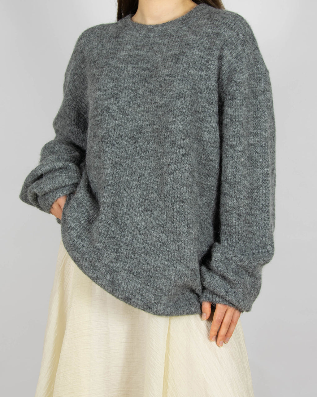 Szary (alpaka + wełna) sweter Cubus