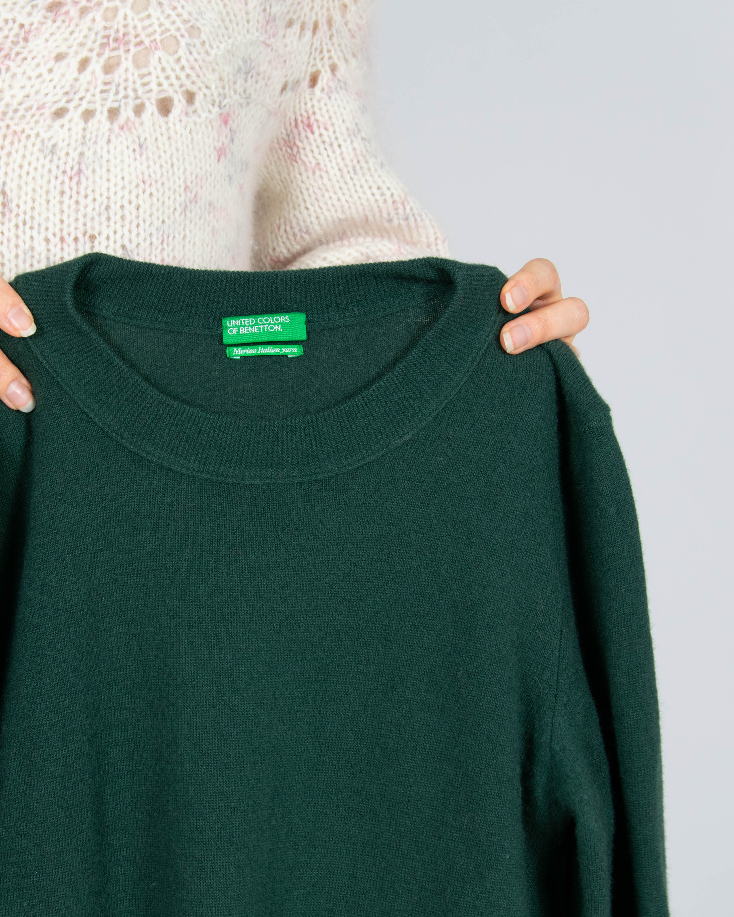 Ciemnozielona wełniana (merino) sukienka United Colors of Benetton - XS/S