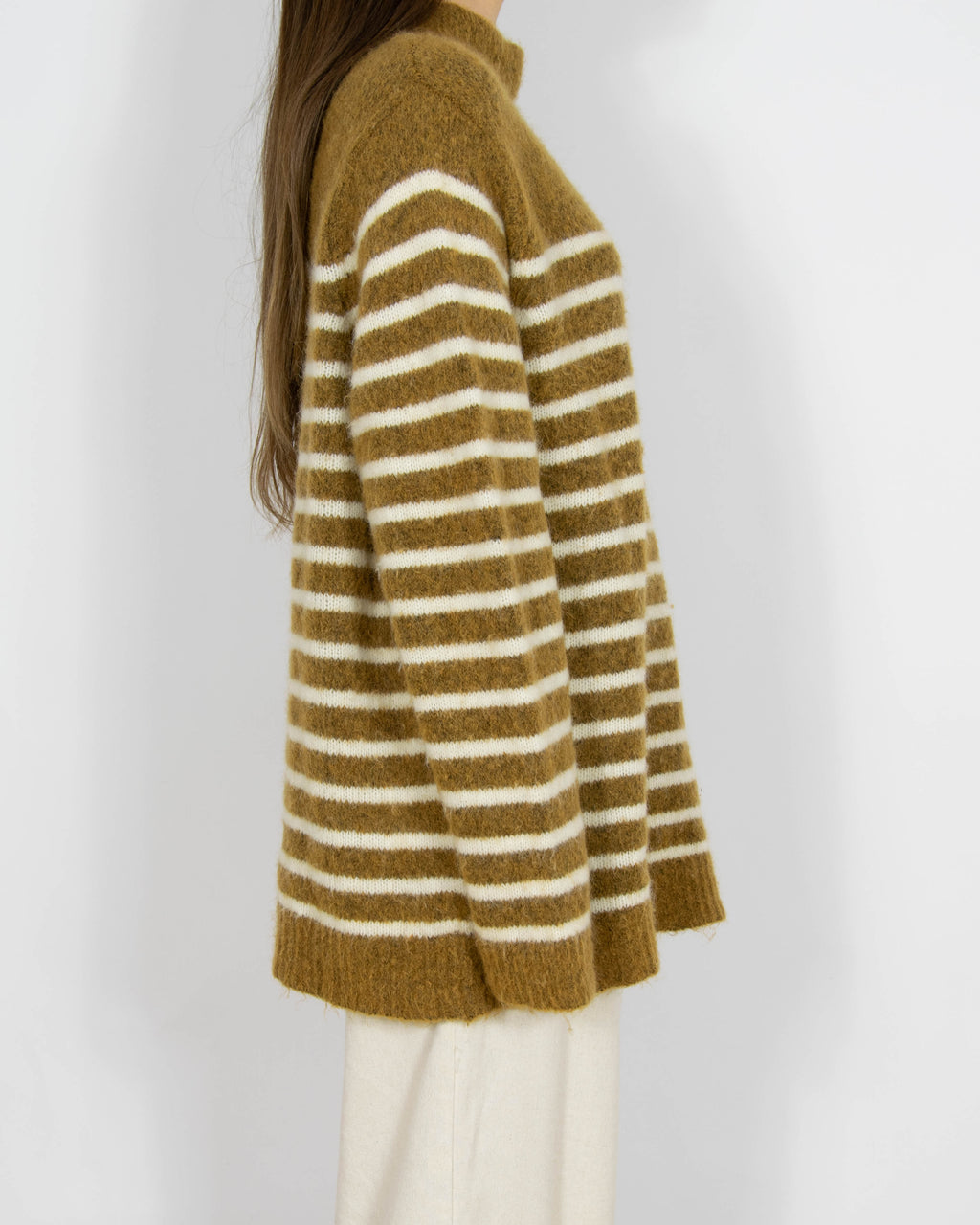 Wełniany (wełna + alpaka) sweter w paski Claire - M/L