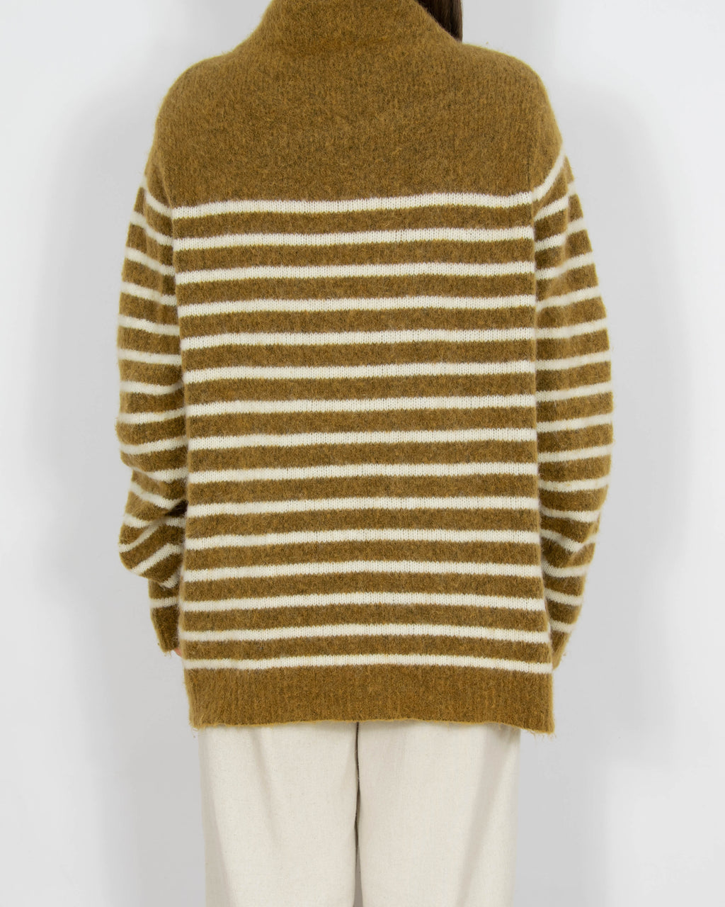 Wełniany (wełna + alpaka) sweter w paski Claire - M/L