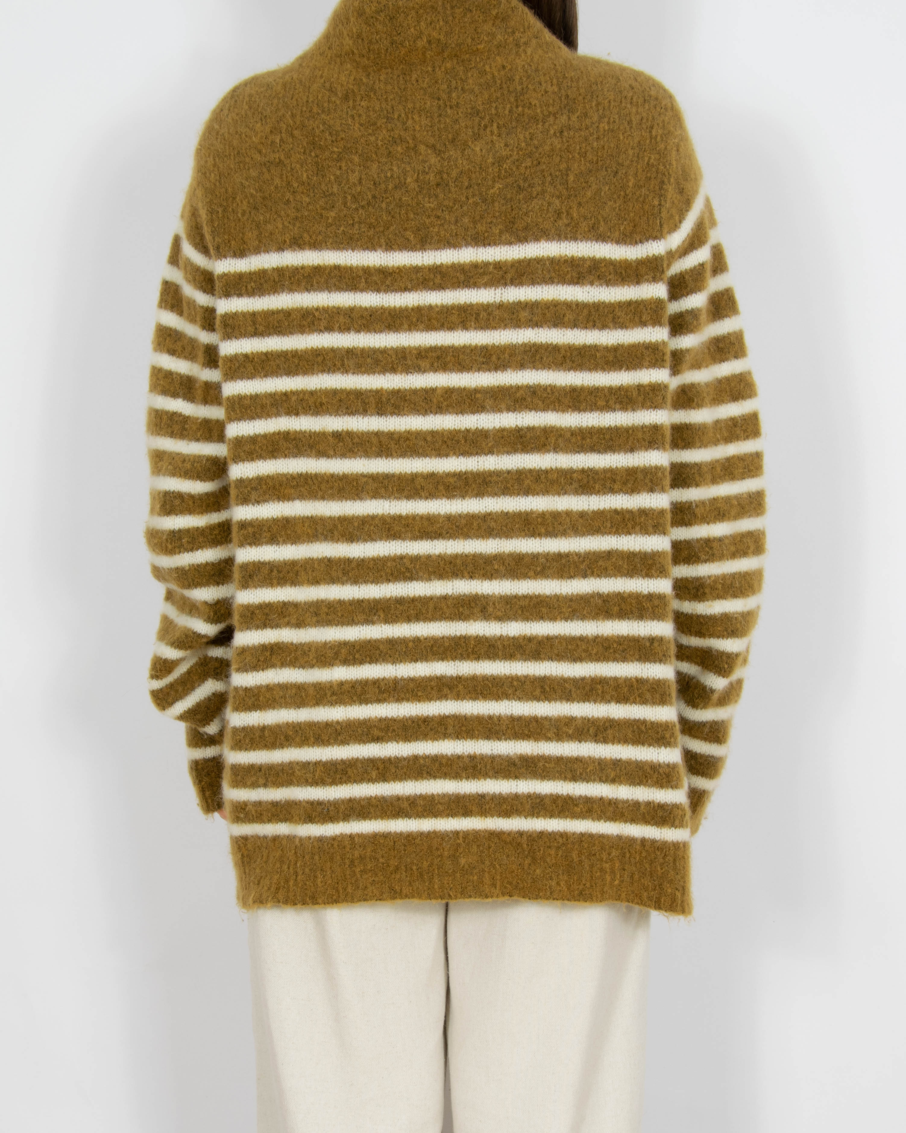 Wełniany (wełna + alpaka) sweter w paski Claire - M/L
