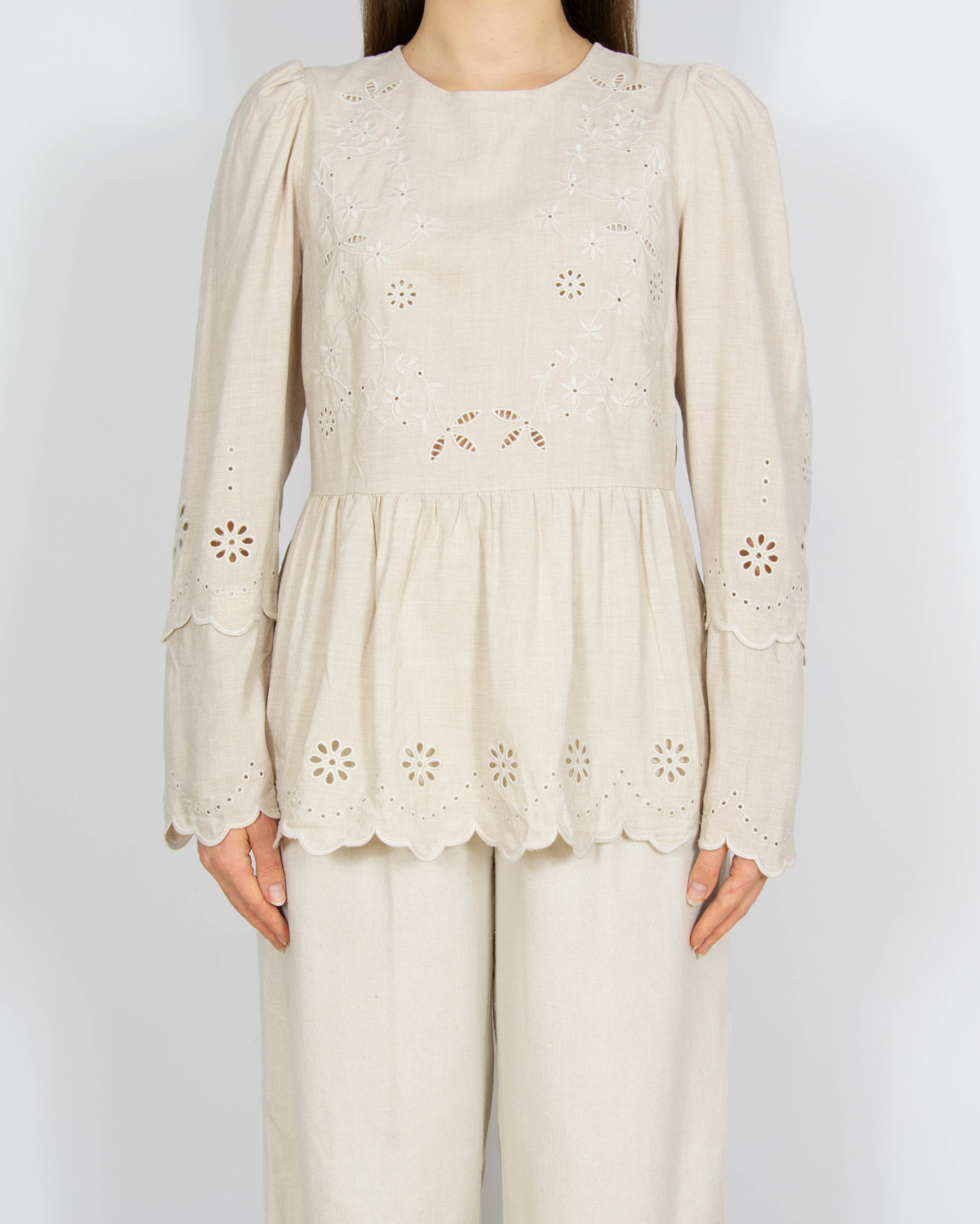 Beżowa wiskozowa bluzka z wełną & other stories