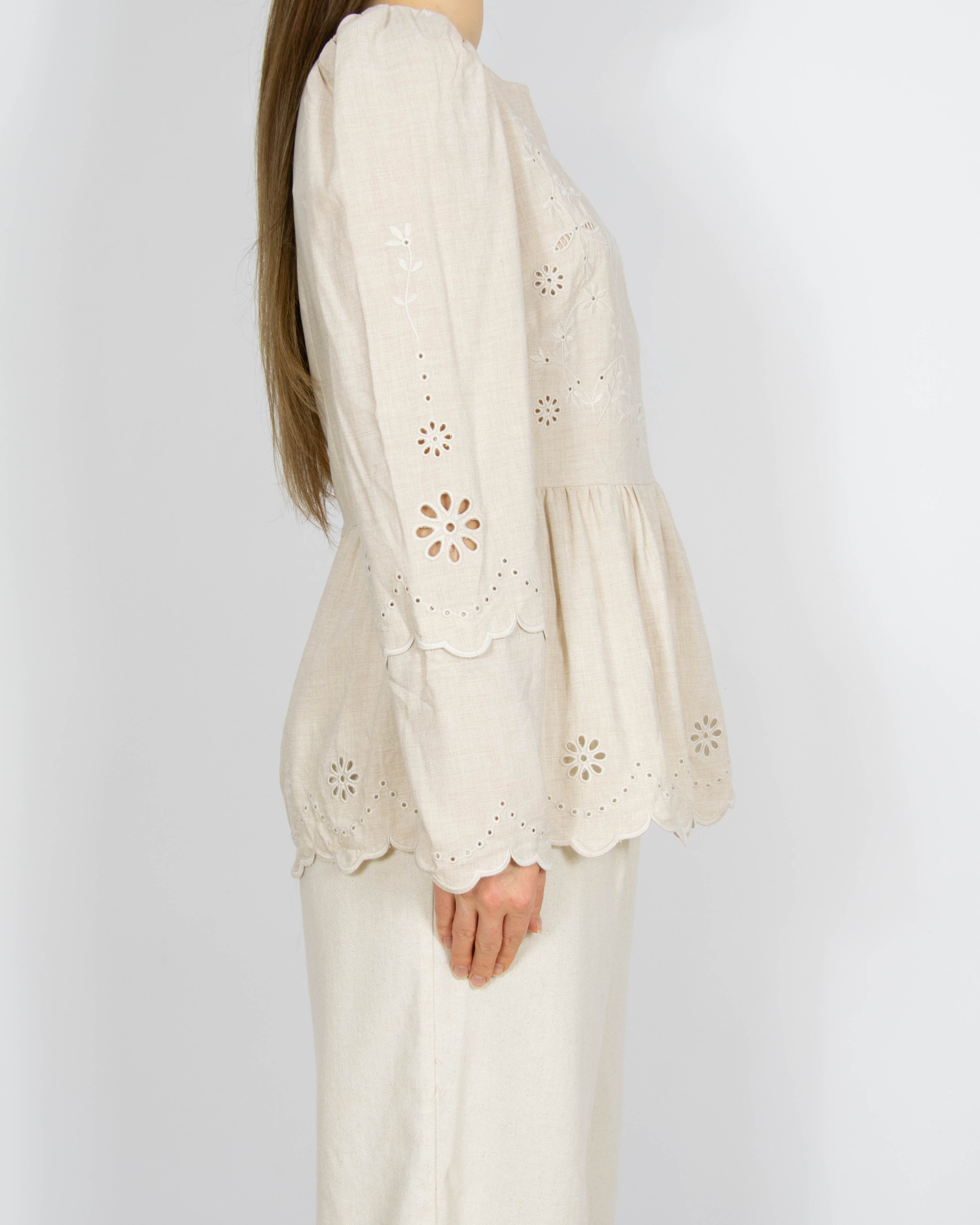 Beżowa wiskozowa bluzka z wełną & other stories - S