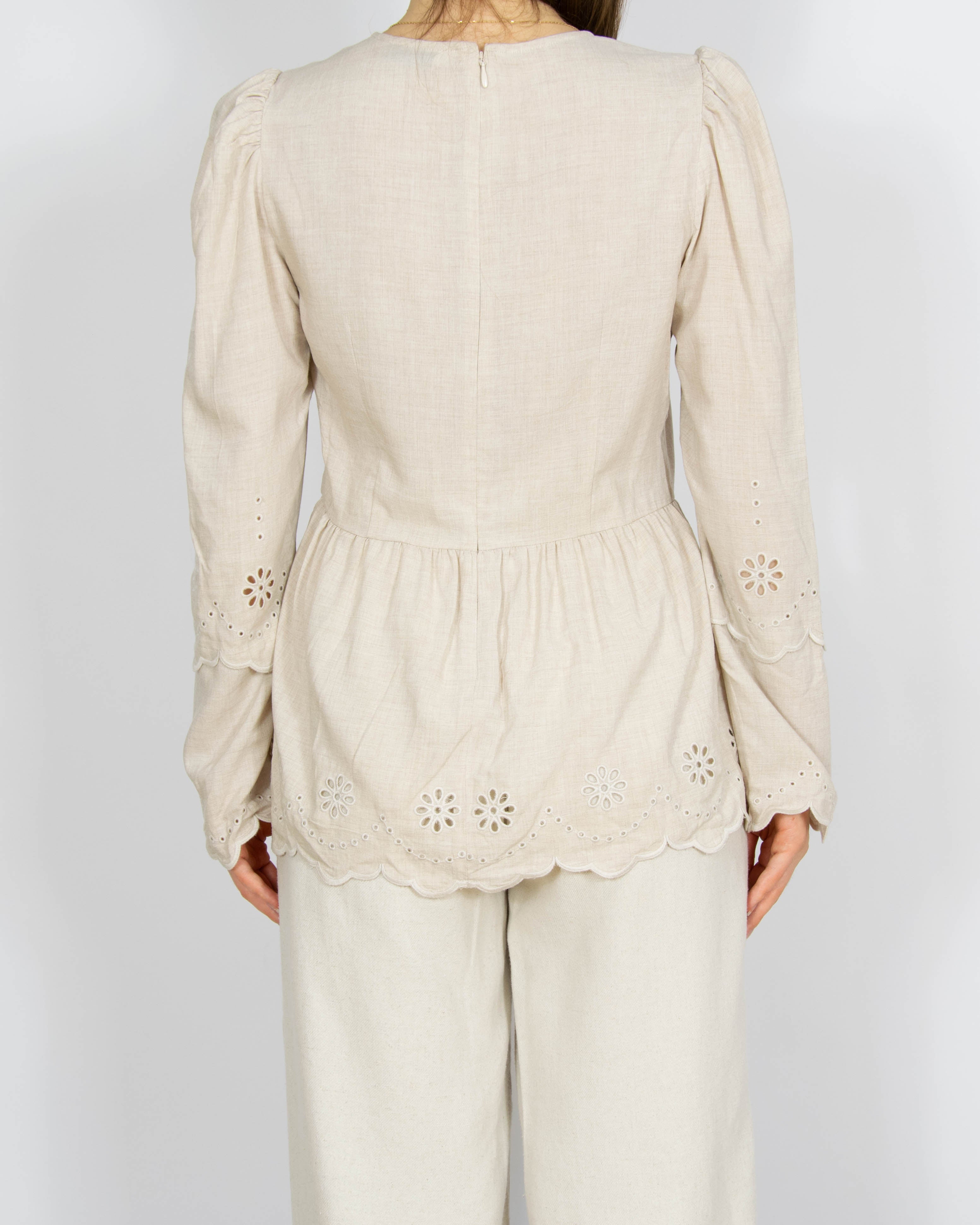 Beżowa wiskozowa bluzka z wełną & other stories - S