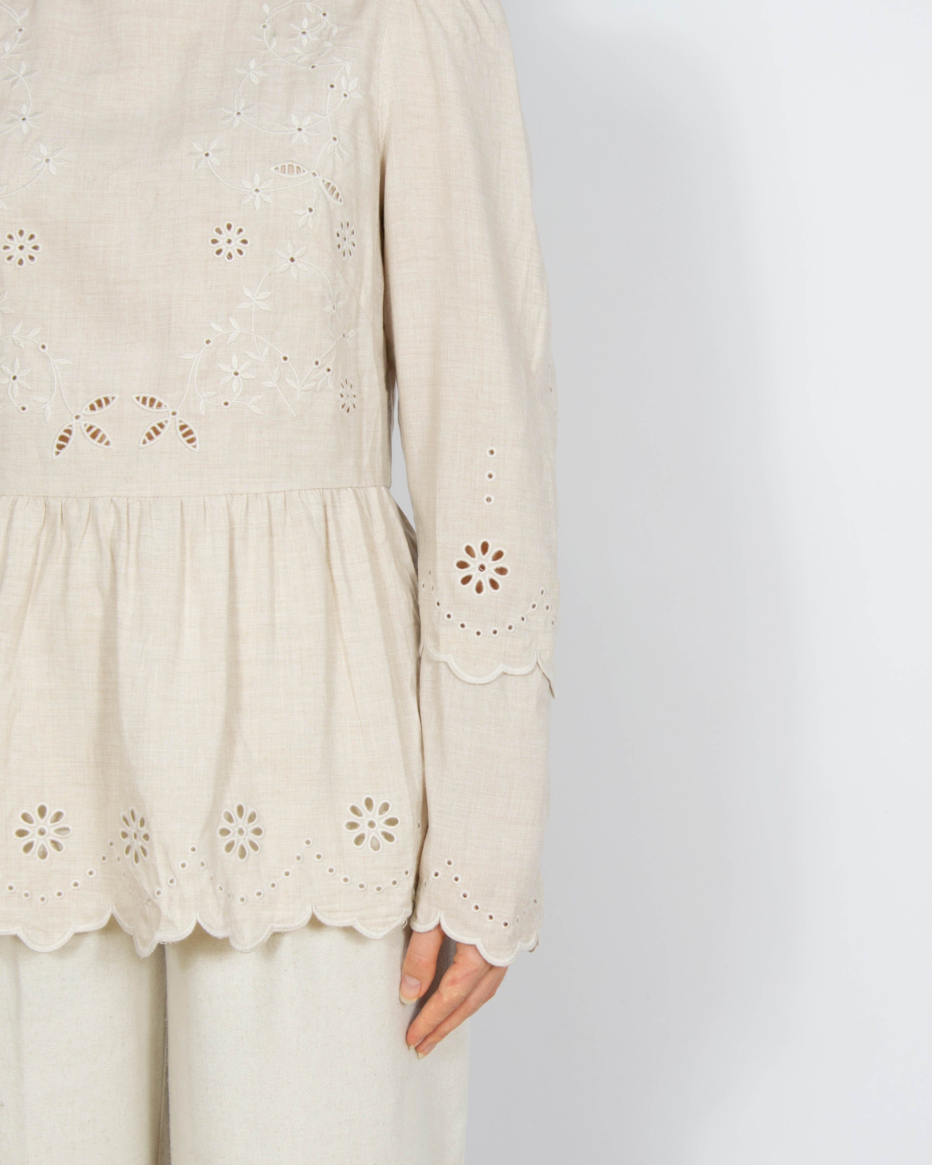 Beżowa wiskozowa bluzka z wełną & other stories - S