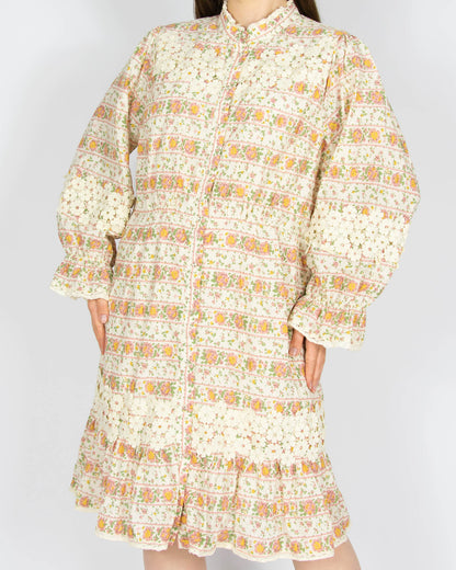 Kremowa bawełniana (organiczna) sukienka w kwiaty YAS - XL