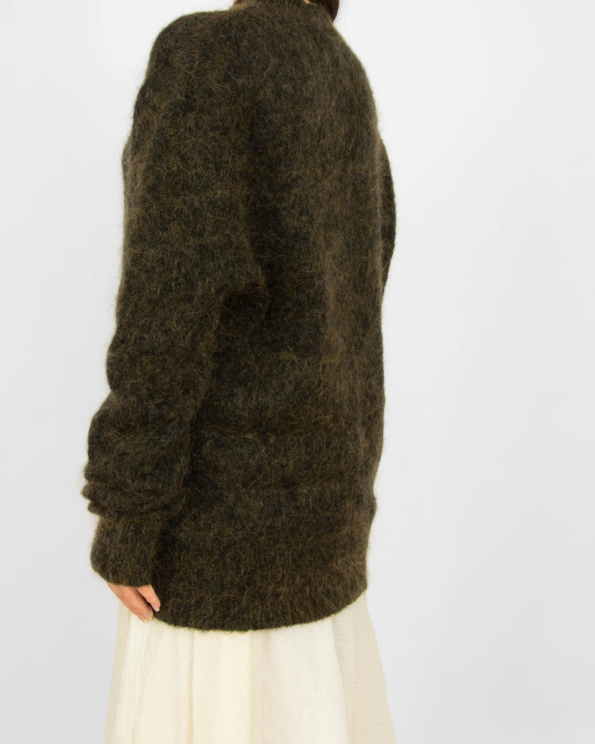 Zielono brązowy (moher + wełna) sweter Weekday - M