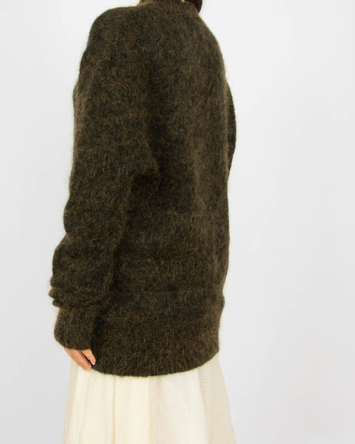 Zielono brązowy (moher + wełna) sweter Weekday - M