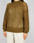 Zielonobrązowy (superfine alpaka + extrafine merino) sweter WOODLING