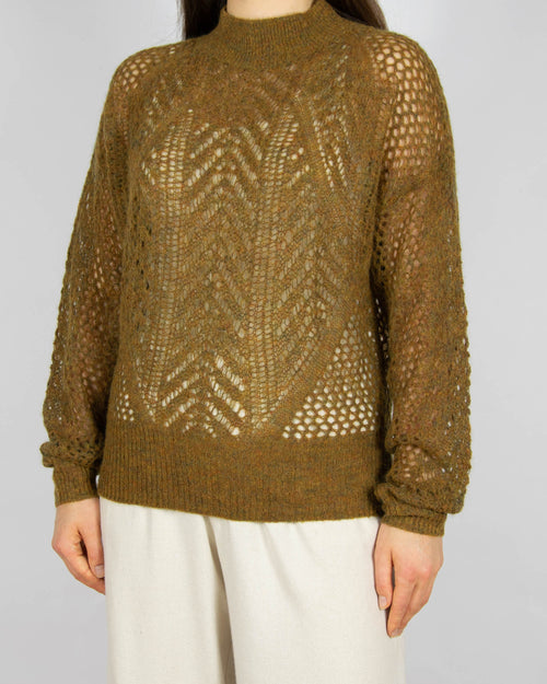 Zielonobrązowy (superfine alpaka + extrafine merino) sweter WOODLING