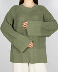Zielony khaki lniany sweter - XL