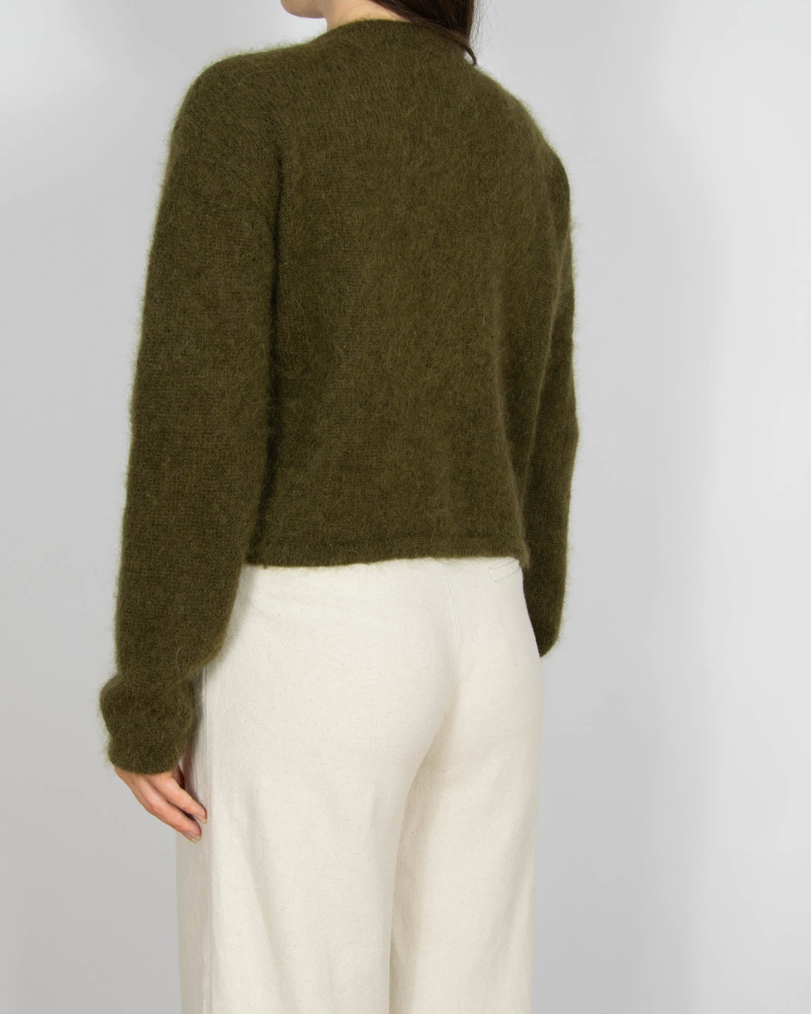 Oliwkowy khaki (alpaka) kardigan Massimo Dutti - S