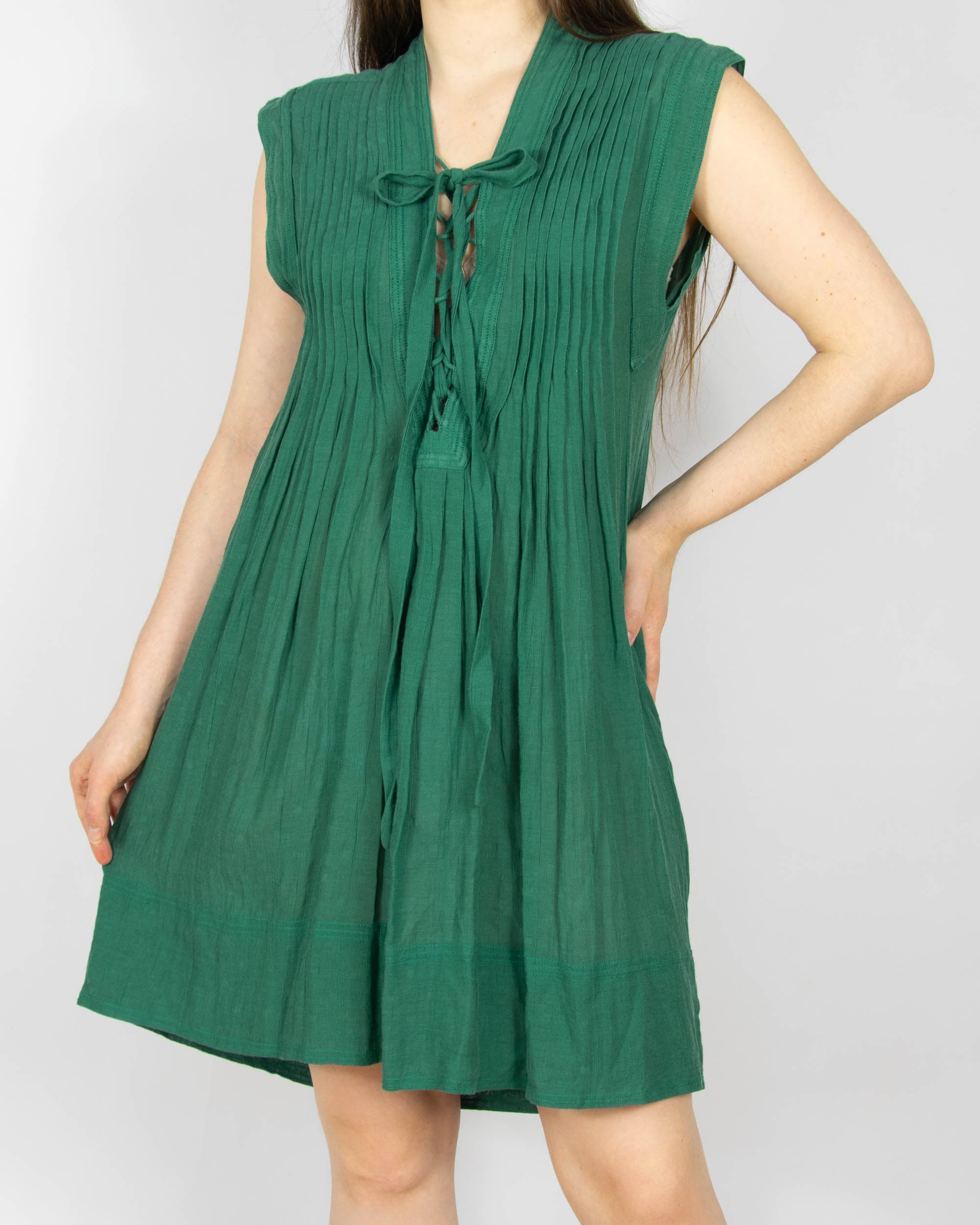 Zielona (wiskoza + bawełna) sukienka francuskiej designerskiej marki Isabel Marant z linii Etoile