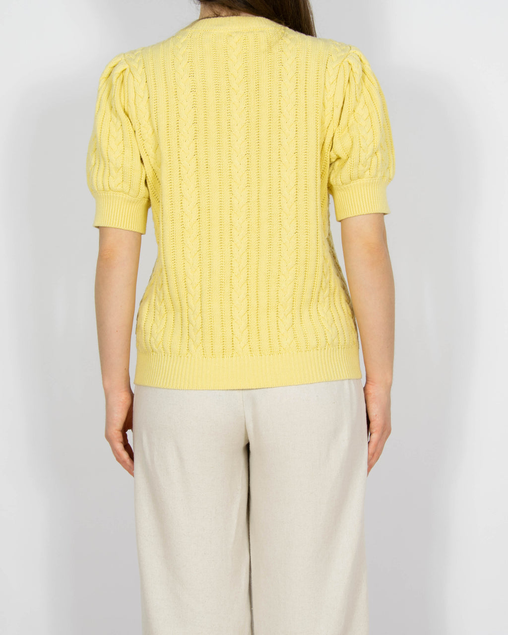 Pastelowy żółty bawełniany (organic) sweter Gestuz - M/L