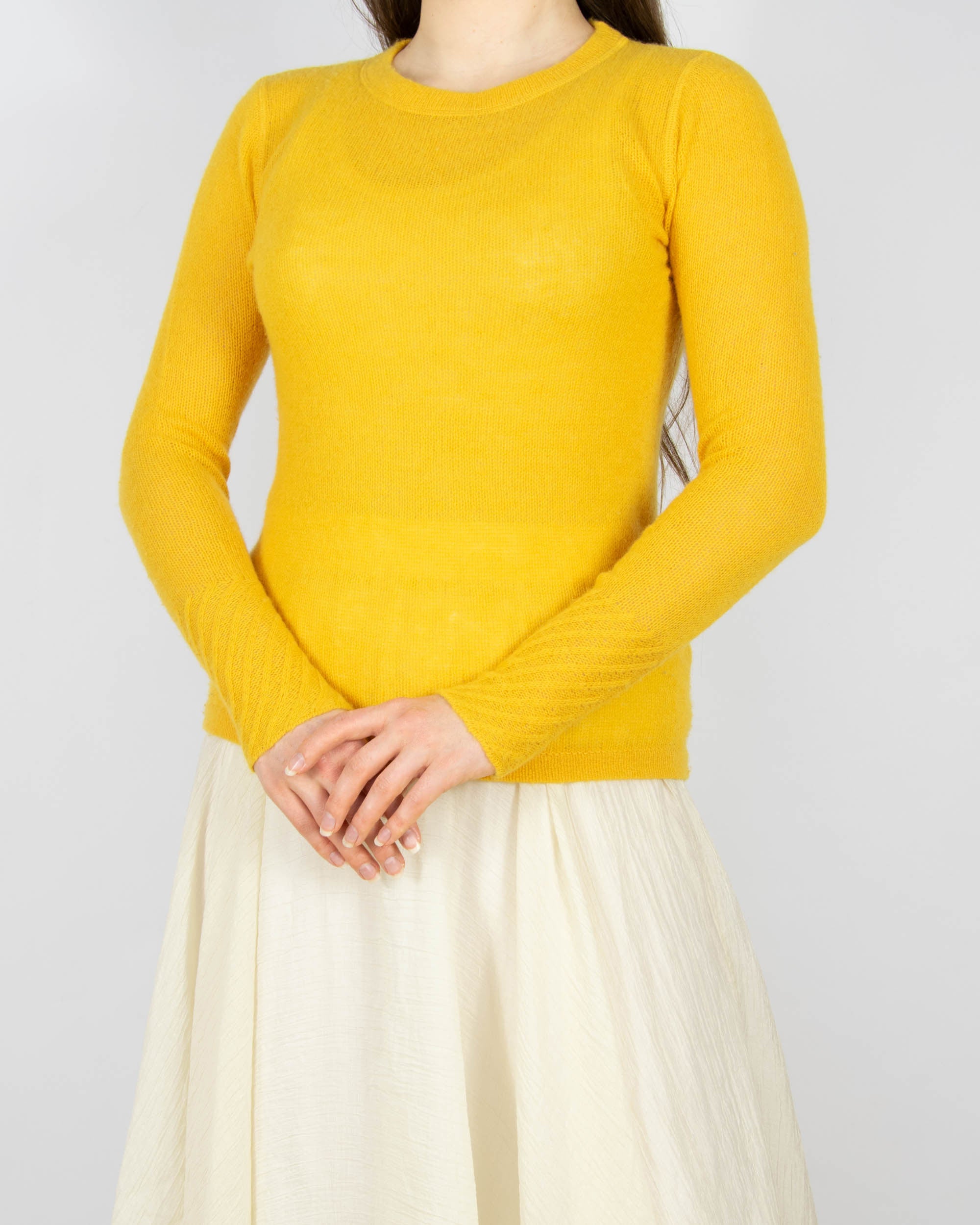 Żółty kaszmirowy cienki sweter brytyjskiej marki premium Jigsaw.&nbsp;