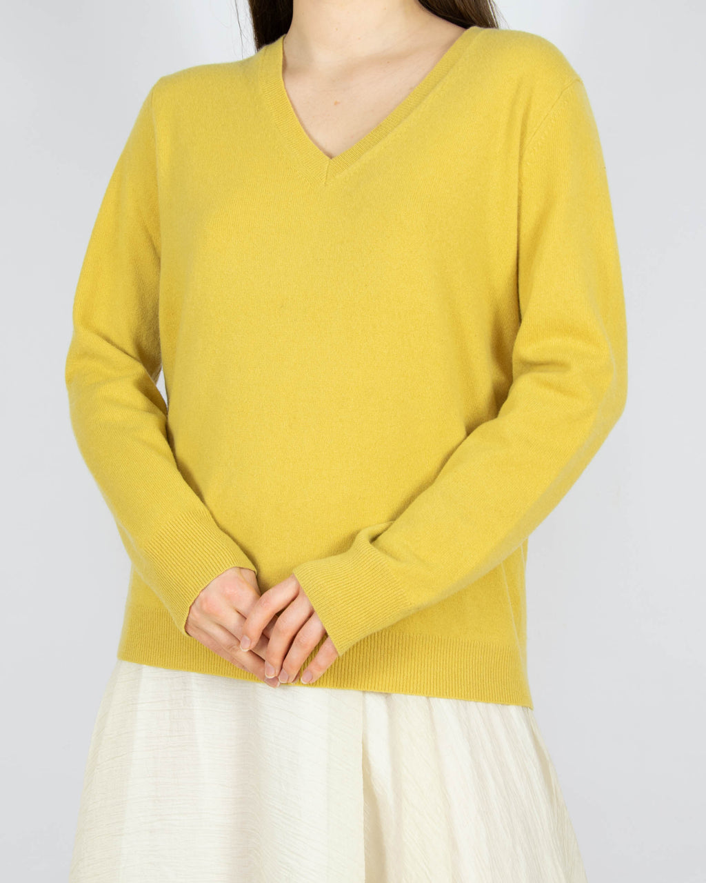 Żółty kaszmirowy sweter Uniqlo - M/L