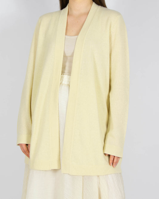 Pastelowy żółty kaszmirowy kardigan Peter Hahn