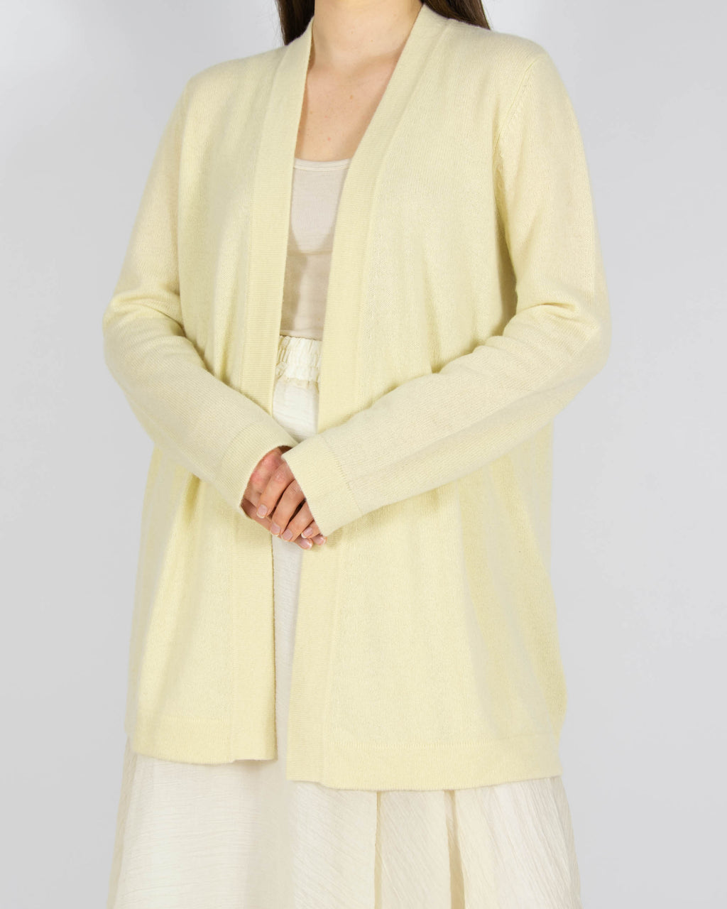 Pastelowy żółty kaszmirowy kardigan Peter Hahn - M